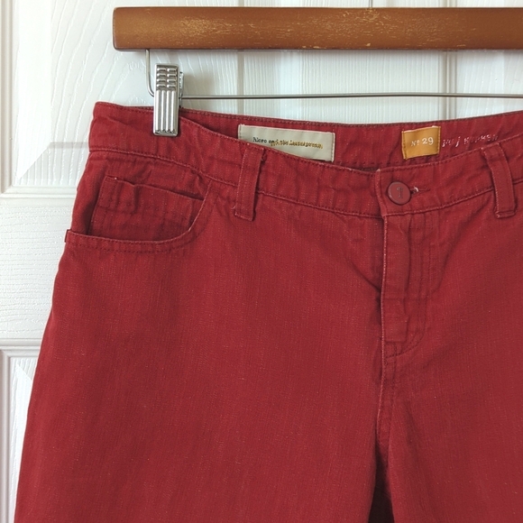 Pilcro Anthropologie Hyphen Classic Mid Rise Cut Off Denim Bermuda Shorts Red 29 - Picture 6 of 10